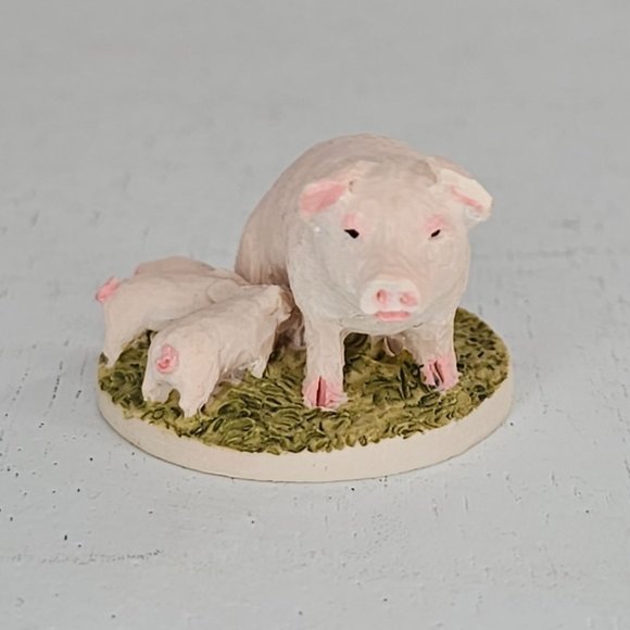 Vintage Peter Fagan Pig Mom Piglets Miniature Figurine Scotland *CHIP* - Picture 3 of 10